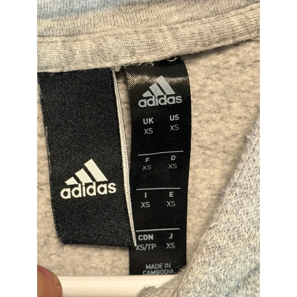 Adidas Full Zip Hoodie Jacket Mens XS Gray Gold Logo Thick Heavy